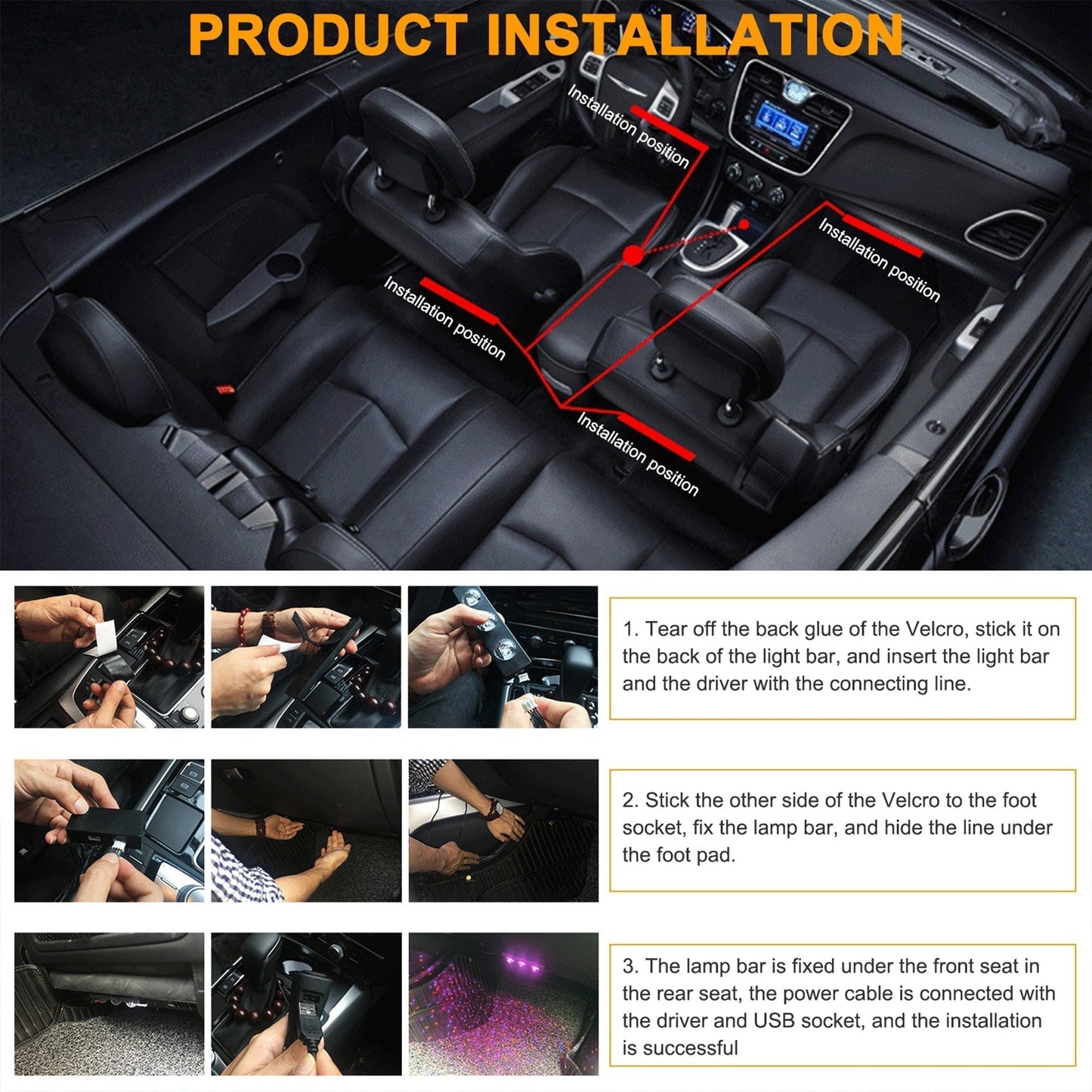 Car Interior Ambient Lights- (Contains 4 light bars)